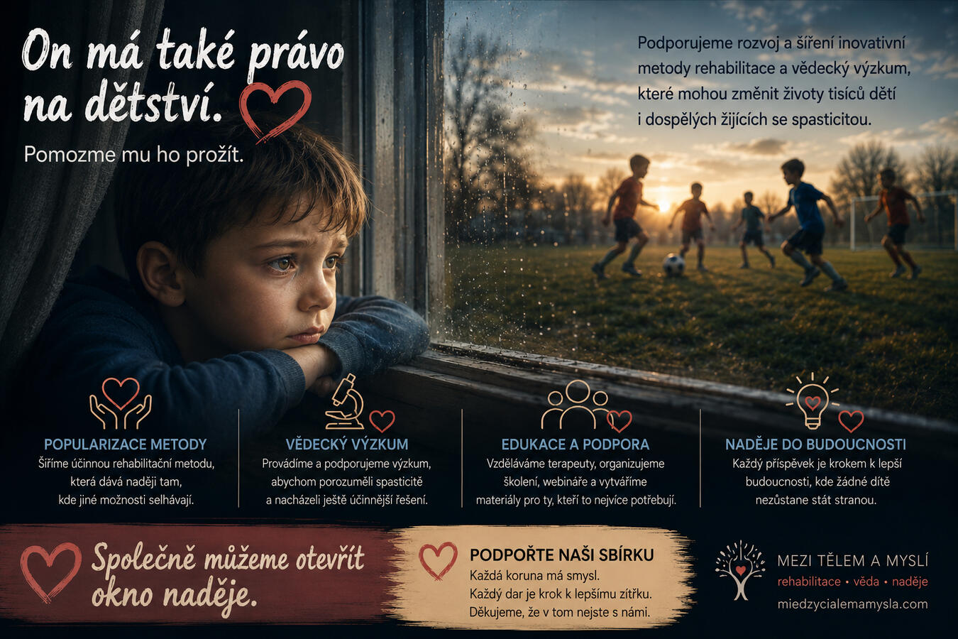 „I on chce běžet za míčem.“ Podpořte neurologickou rehabilitaci a výzkum.